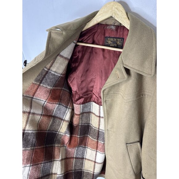 Vintage HBC The Bay 70s Wool Car Coat 42 Camel Western Yoke Made in Canada - Picture 7 of 10